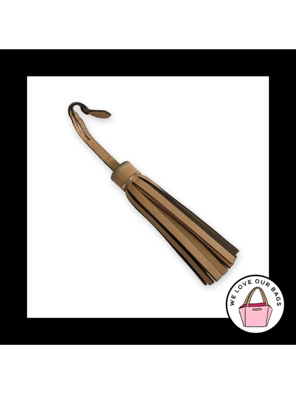 COACH LEGACY Light Brown Tan Leather Tassel Strap Bag Charm HangTag Keychain Fob